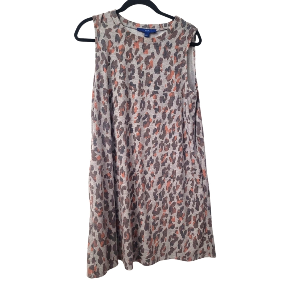 Apt 9 Size Large Leopard Print Sleeveless Dress Like New With Side Pockets
